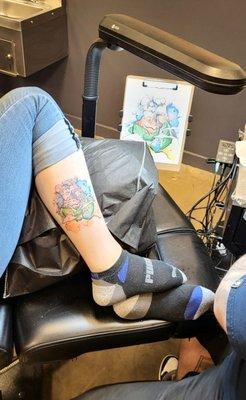 Disney style I Lava You watercolor tattoo.