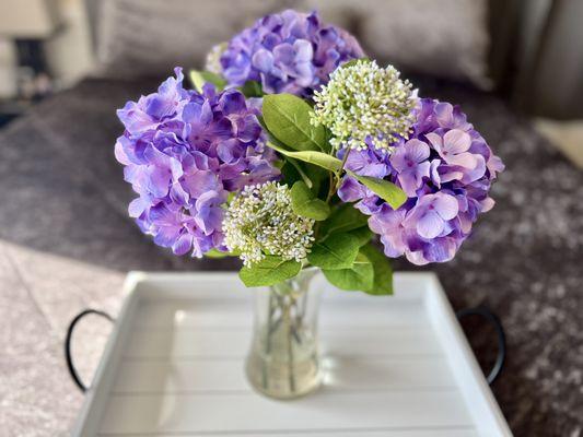 Silk hydrangea centerpiece