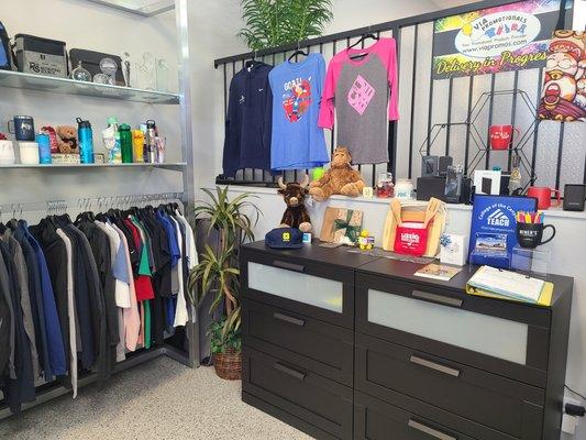 Take a look around our showroom to be inspired for your next promotional pieces.  We have a variety of apparel available to see.