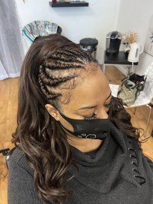 Ghana braids with ponytail