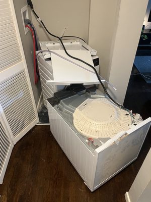 Dryer fell over after maintenance attempted to resolve the issue