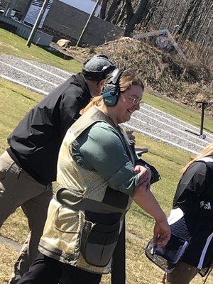 Heidi Frind running a line of new shooter's making sure everyone is safe.