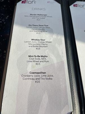 Bar menu