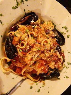 Seafood pasta in spicy sauce