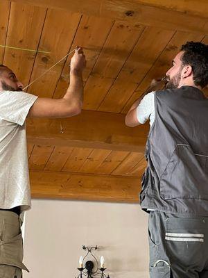 Installation of acoustic panels in restaurant