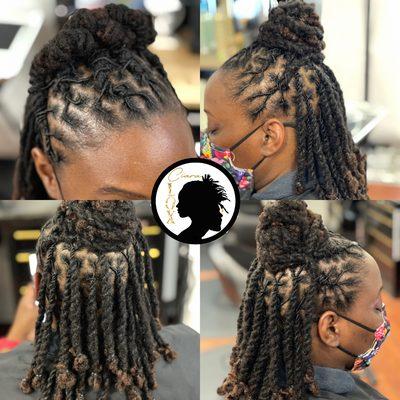 Women's Loc Retwist with 2-Strand Twist Updo Hairstyle