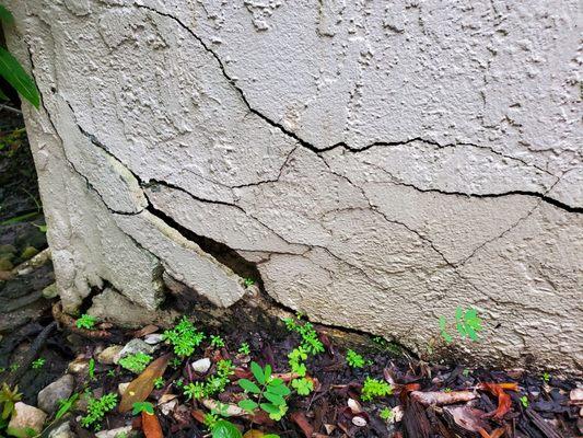 Collapsed section of stucco.