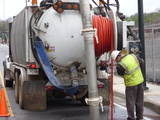 Jet Cleaning and Vacuuming Out of Sewer Lines.