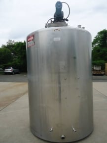 1,500 GALLON DCI 316 STAINLESS STEEL DIMPLE JACKETED MIX TANK