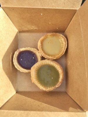 Original, Ube, and Matcha "Egg" Tart