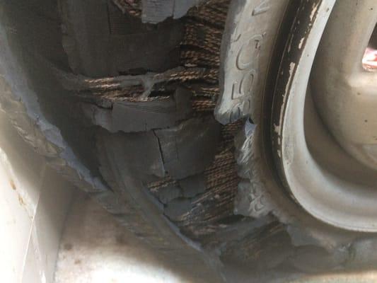 The shredded tire.