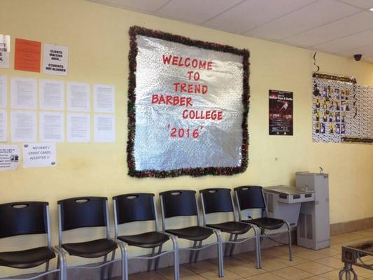 Waiting area for Trend Barber College