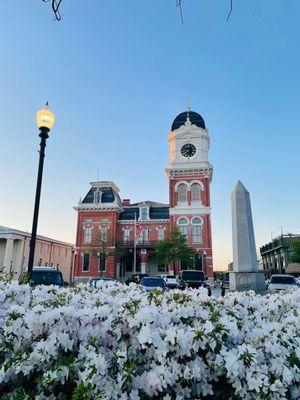 Clocktower and courthouse - challenging clock to run on time considering oil evaporates in Georgia's 95 degree heat