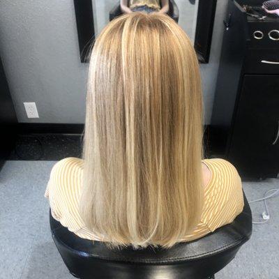 Cut + Color Combo (Babylights & Balayage) half head Hair by Shantal