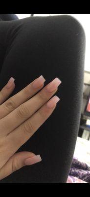 Square shape, light pink, nails