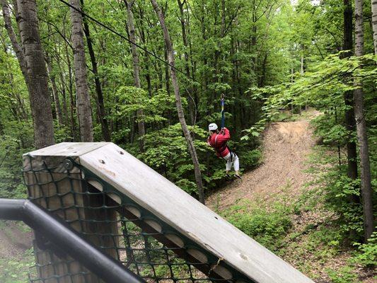 Zip lining through the trees!  8 zip lines and awesome guides!  We had a blast!