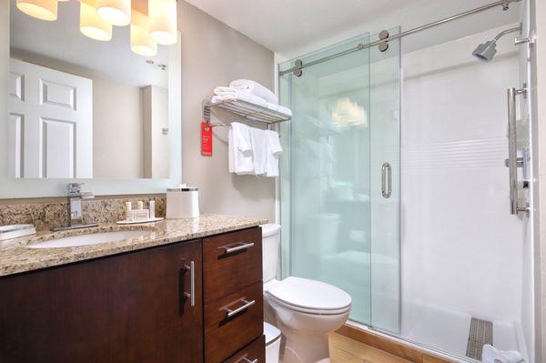 Completely remodeled bathroom with shower