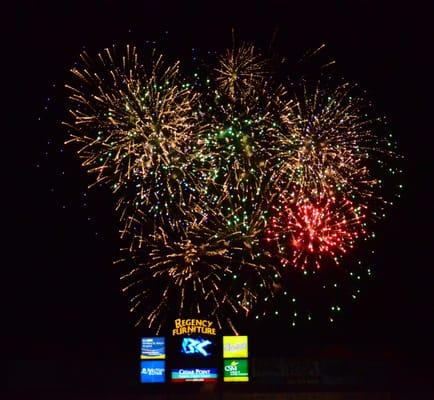 One of our fireworks displays after a 2014 regular season game. See the Fireworks after every Friday & Saturday home game!