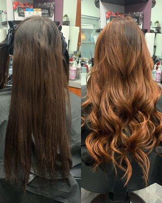 Color correction with hair extensions.