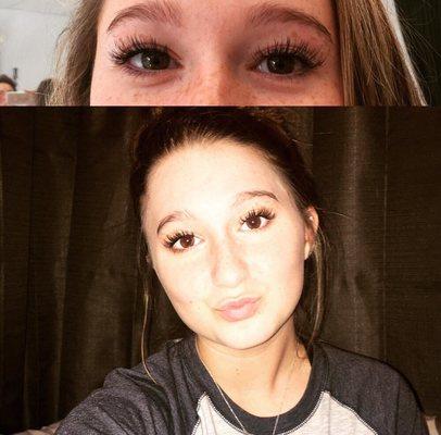 Another Classic eyelash extension set, and a cute selfie from a happy client