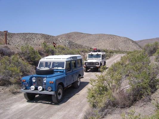 our 1966 NADA 109" wagon in Golconda, NV and the Defender 110V8