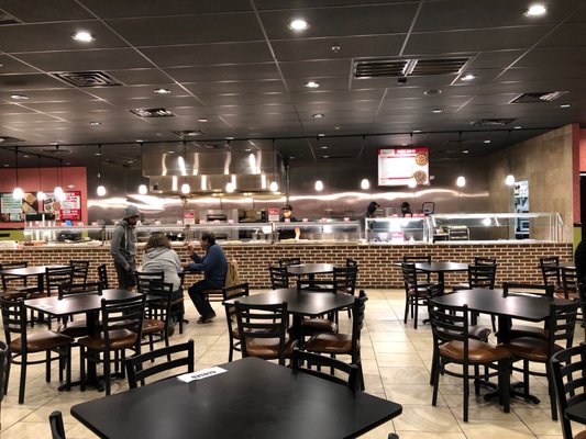 Inside the place with a view from our table. Fountain drinks are located to the right of this picture (not pictured).