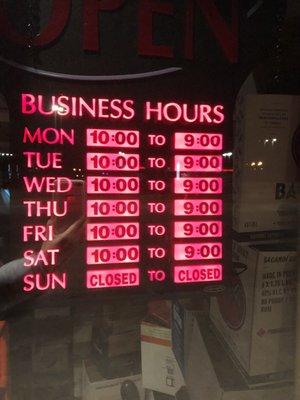 Midwest Wine & Spirits:  Hours