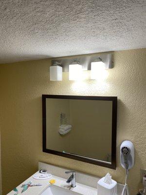 Light out in bathroom.