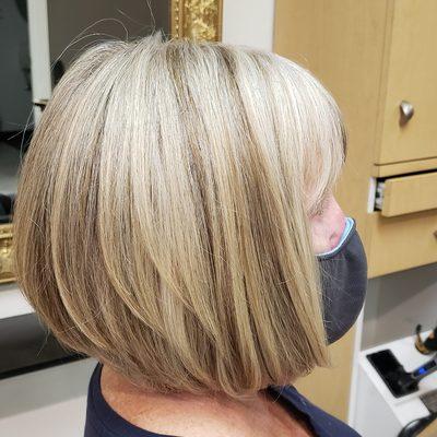 Grey blending and bob haircut