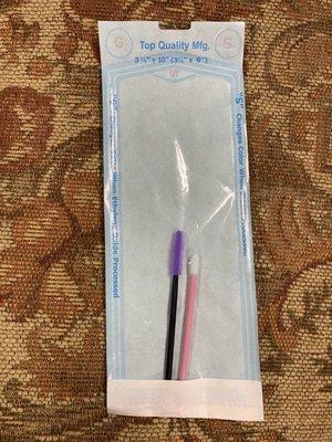 Eyelash extension spoolie brush and swab for maintenance