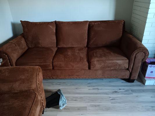 Finish steemed cleaned sofa photo