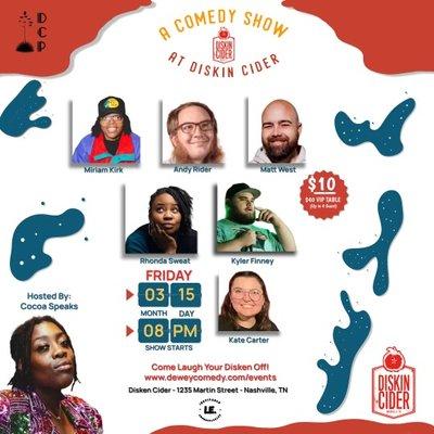 Live Comedy at Diskin Cider Brewery: March 15th