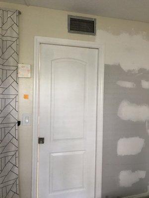 Newly installed pocket door