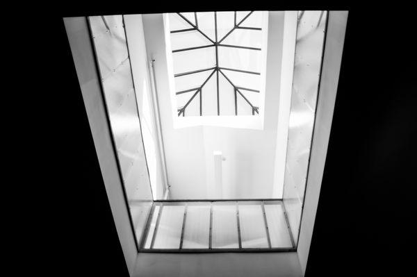 This skylight not only fills the top floor with light, but the main floor as well.