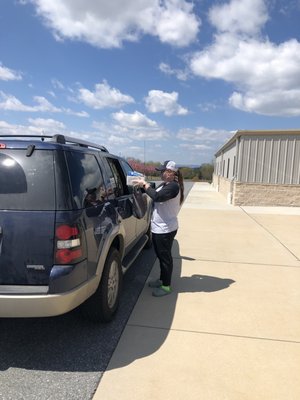 Drive Up Food Pantry is our joint endeavor with our local elementary school to get needed food to our community during the pandemic.