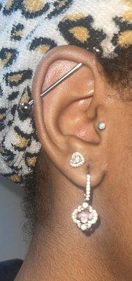 Industrial and tragus piercing and jewelry by Ashley