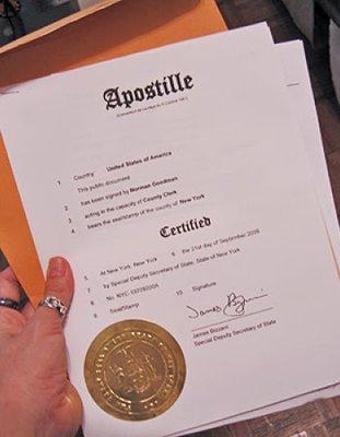 APOSTILLE/AUTHENTICATION