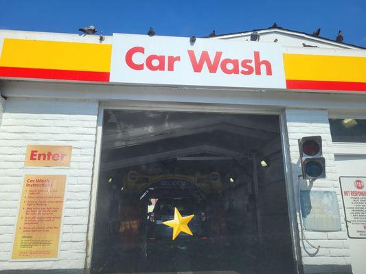 Convenient on-site drive thru car wash.