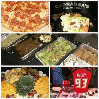 Food at St Pete's Got Talent from Carabbas Italian Grill and Westshore Pizza + Bucs silent auction items