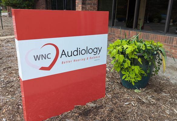 Front entrance sign for WNC Audiology