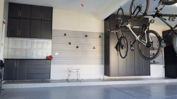 Garage Cabinets, Slatwall, and Overhead Storage