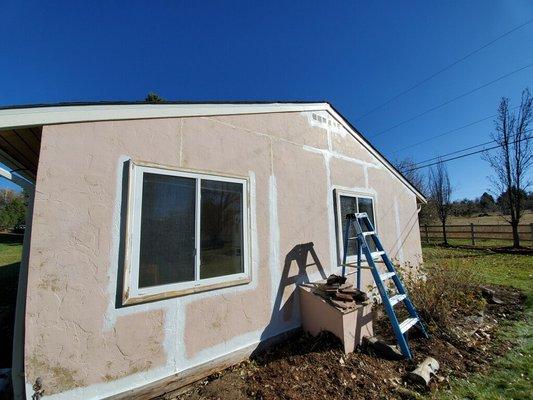 Whole house exterior painting preparation. Boulder, Colorado BEFORE