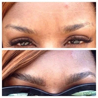 Before & after. Eyebrows 2D done by Wake up no make up brows