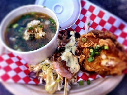 The Sampler(L2R): gumbo, soul stix, fried chicken