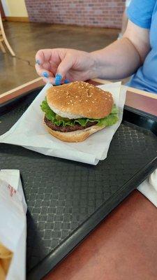 A Charcoal oven burger.