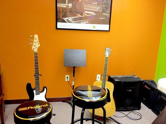 One of the guitar lesson rooms.