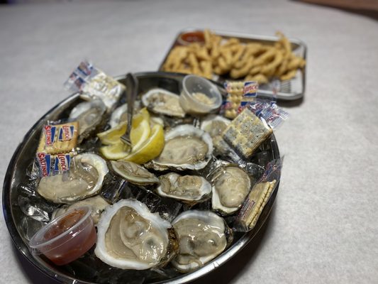 Dozen of oysters on a half shell