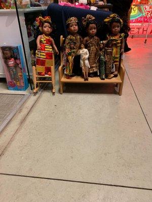 They have a fabulous display of handmade African garb for their dolls!! Each one is different!!