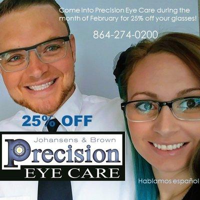 25% Off Glasses During the Month of February