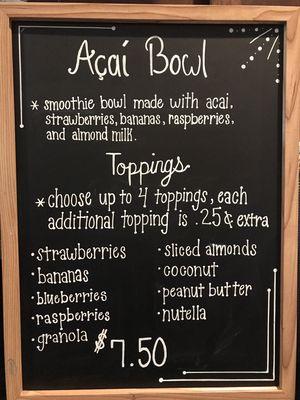 Acai menu!